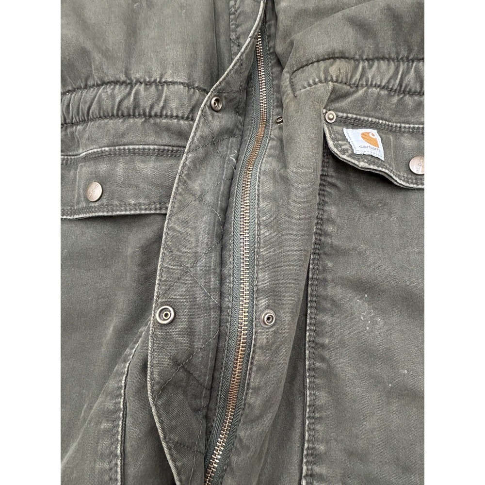 Carhartt Crawford Women's L Olive Sherpa Lined Parka Gorpcore Hiking Camping - Picture 11 of 11